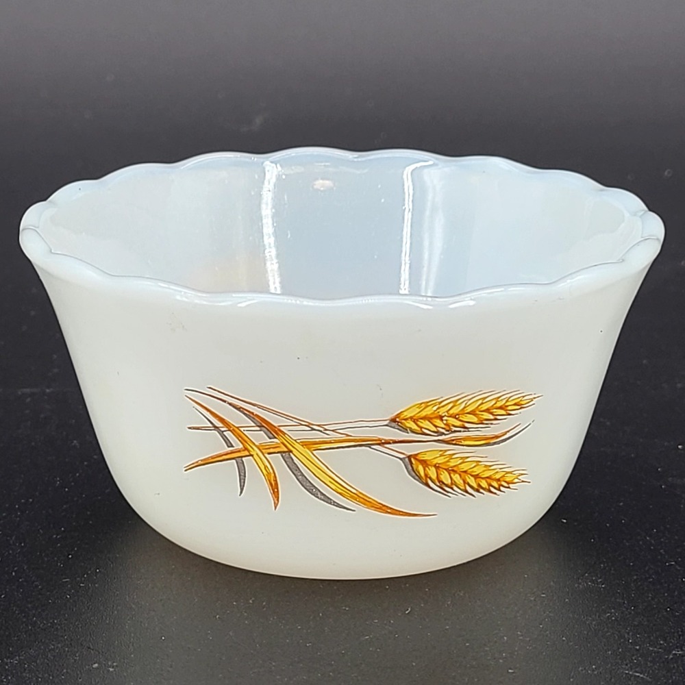 Vintage 6 oz Fire King Anchor Hocking Golden Wheat Ramekin Custard Cups